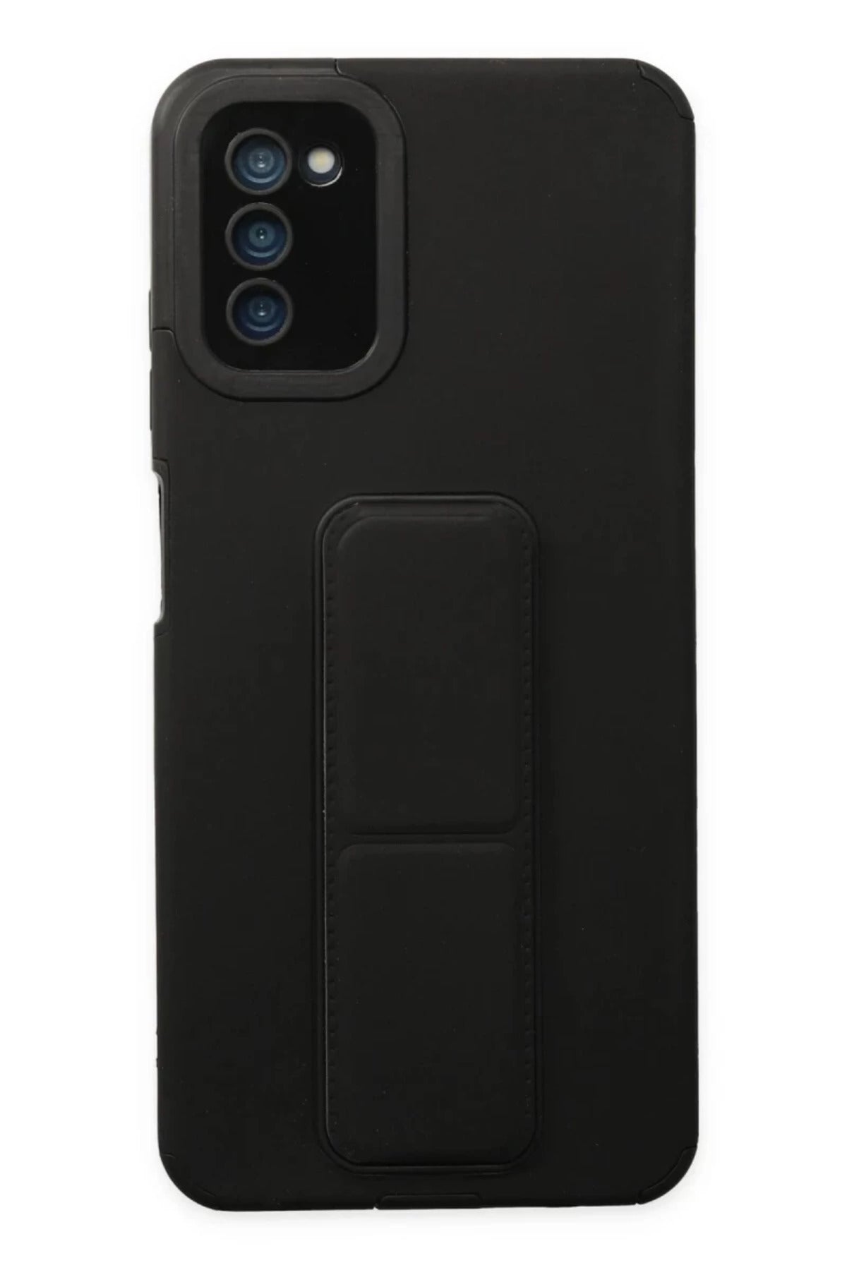 Samsung Galaxy A03S Uyumlu Kılıf Mega Standlı Silikon - Siyah