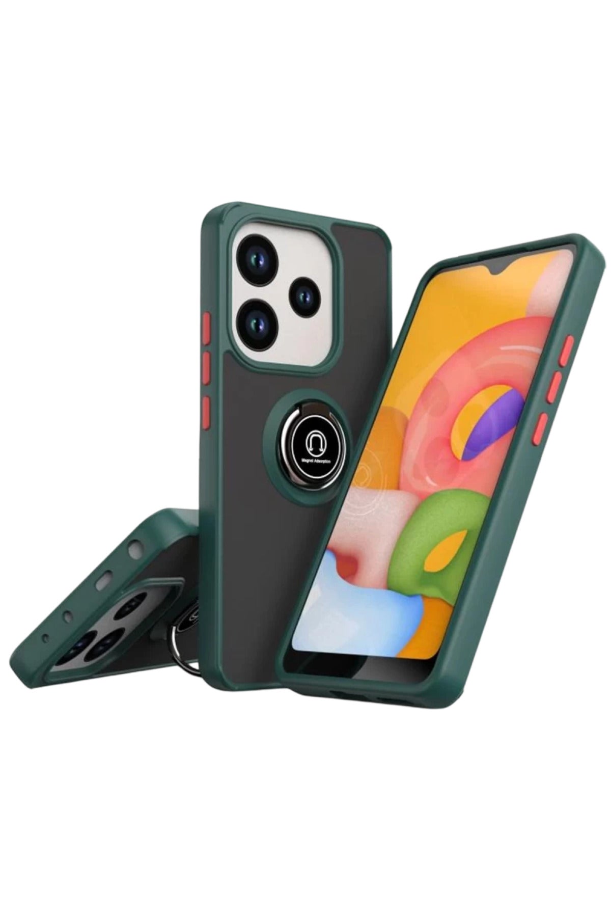 Xiaomi Redmi Note 14 4G Uyumlu Montreal Yüzüklü Silikon Kapak - Yeşil