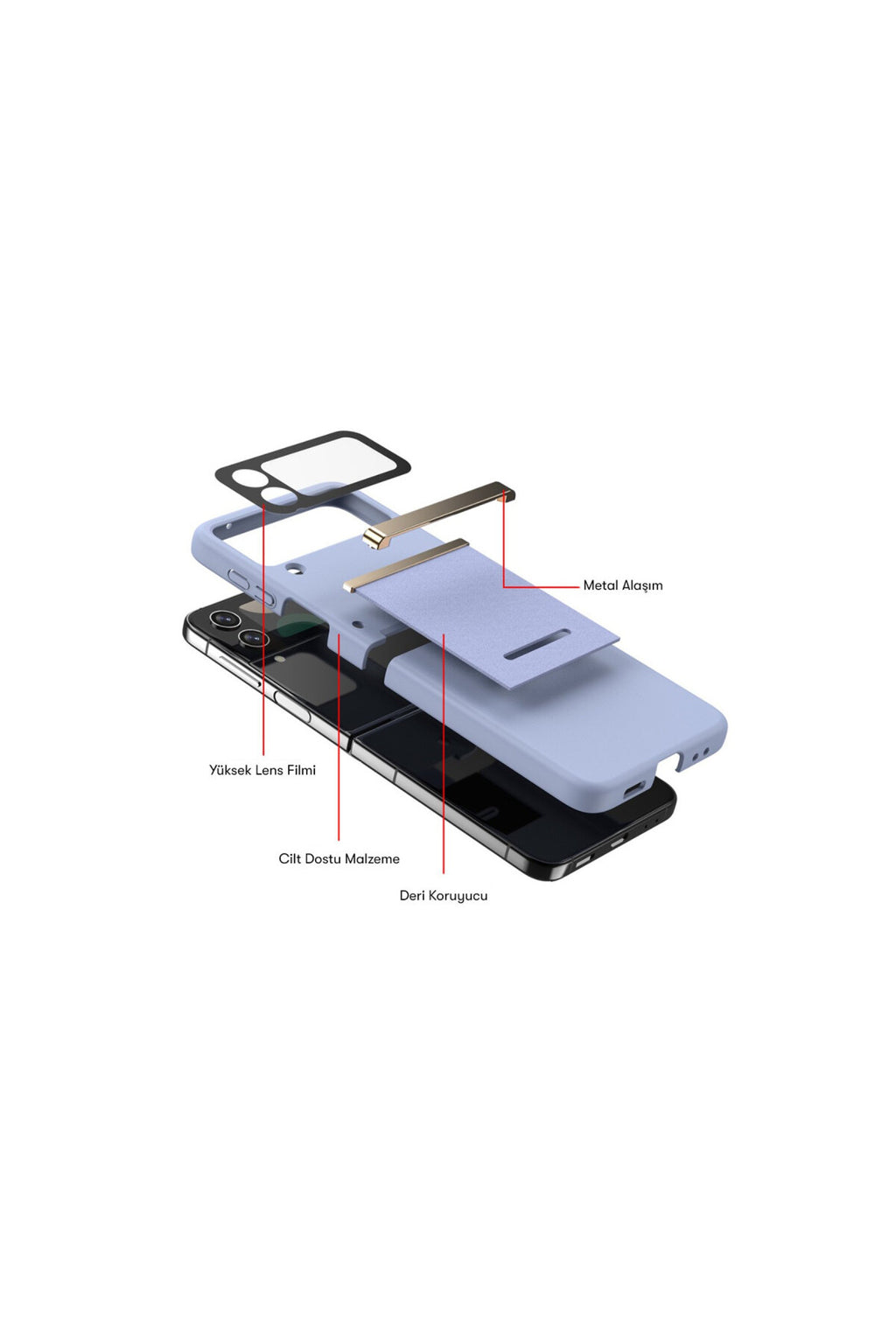 Samsung Galaxy Z Flip 3 Kılıf Belt Flip Kapak - Siyah