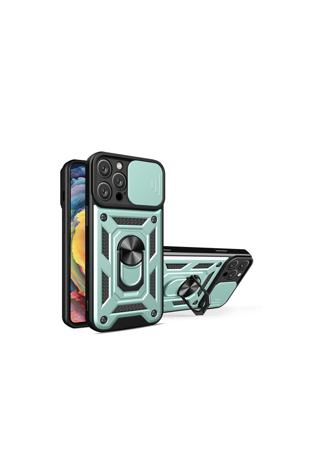 Apple iPhone 16 Pro Max Uyumlu Kılıf Pars Lens Yüzüklü Silikon - Yeşil