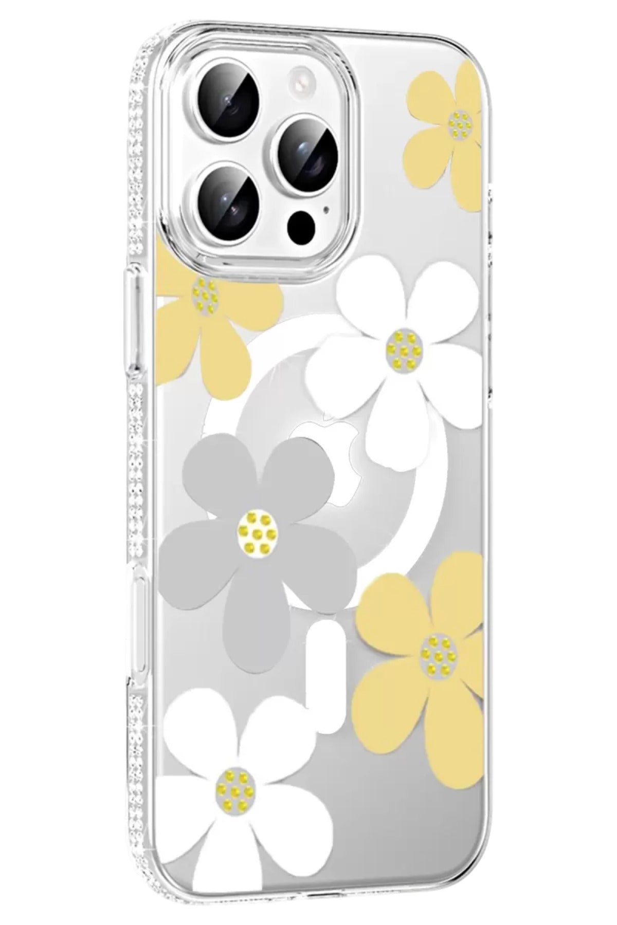 Joko Apple iPhone 16 Pro Uyumlu Floral Magsafe Kapak - Sarı