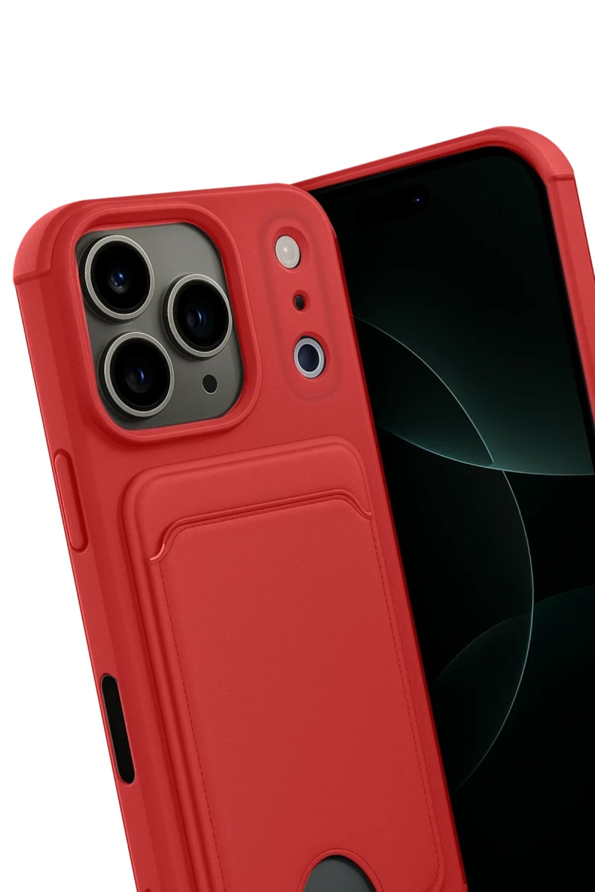 Apple iPhone 17 Pro Uyumlu Kelvin Kartvizitli Silikon - Kırmızı