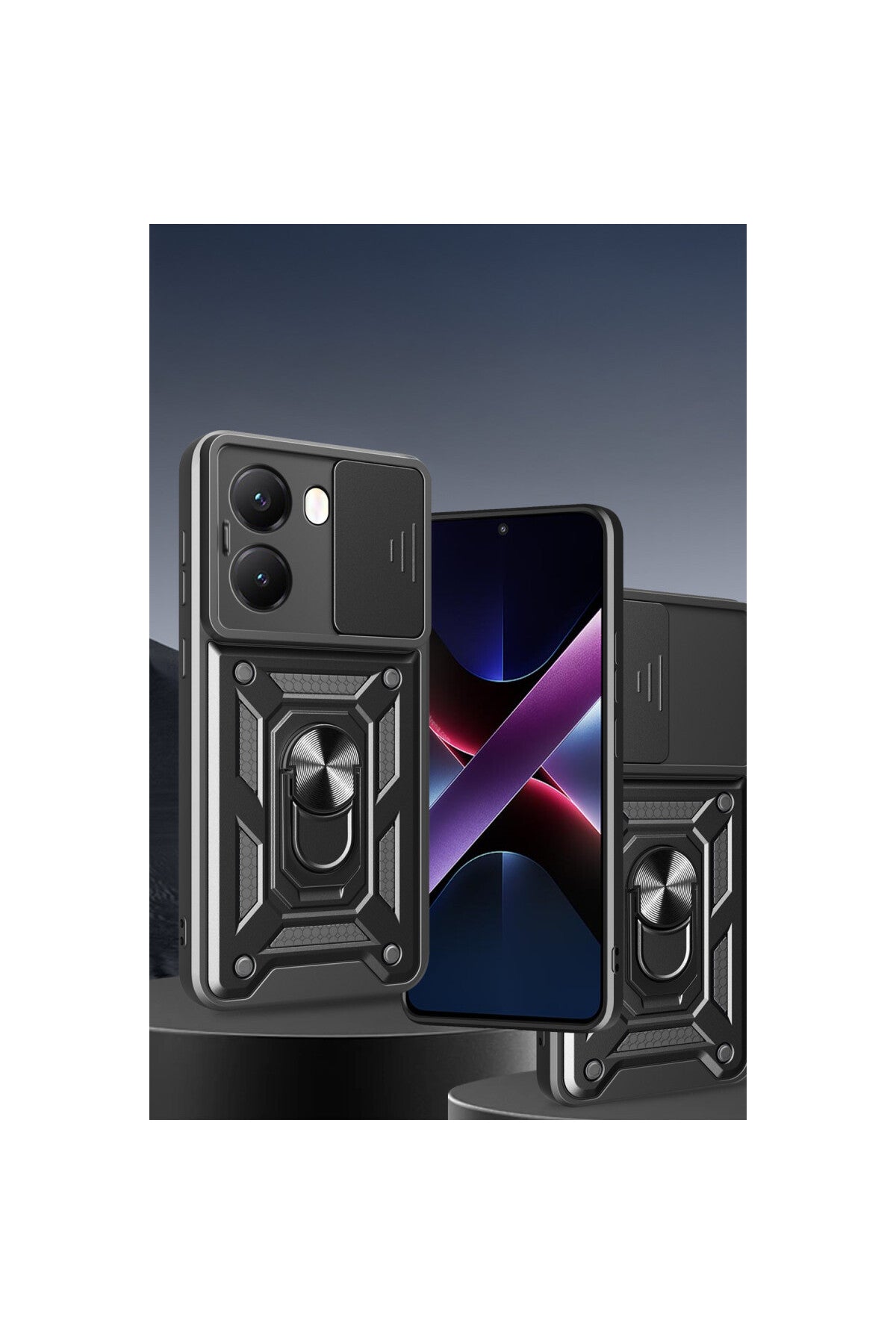 Xiaomi Poco X7 Pro Uyumlu Kılıf Pars Lens Yüzüklü Silikon - Siyah