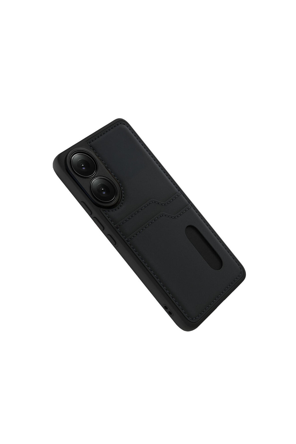 Oppo A38 Uyumlu Sara Kartvizitli Deri Kılıf - Siyah
