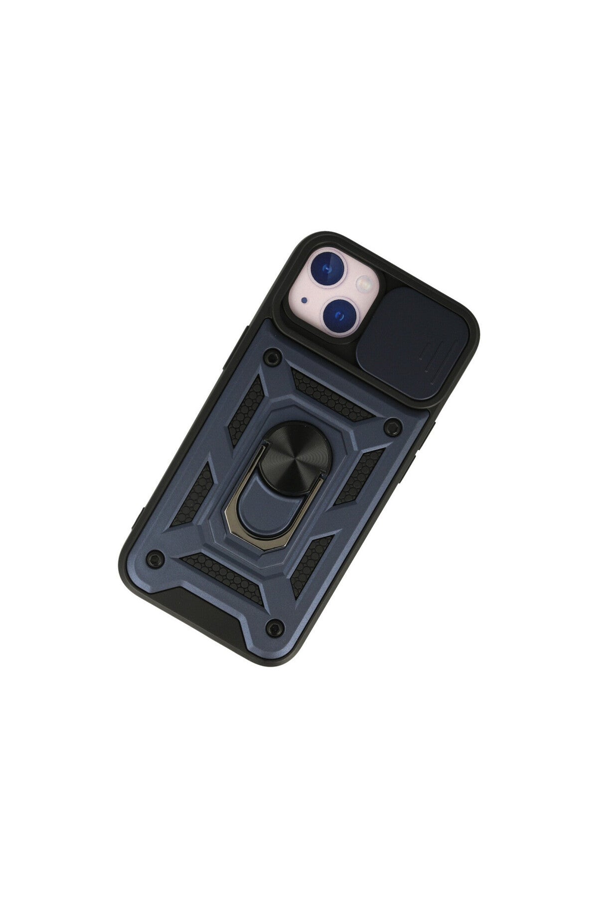Apple iPhone 15 Uyumlu Kılıf Pars Lens Yüzüklü Silikon - Lacivert