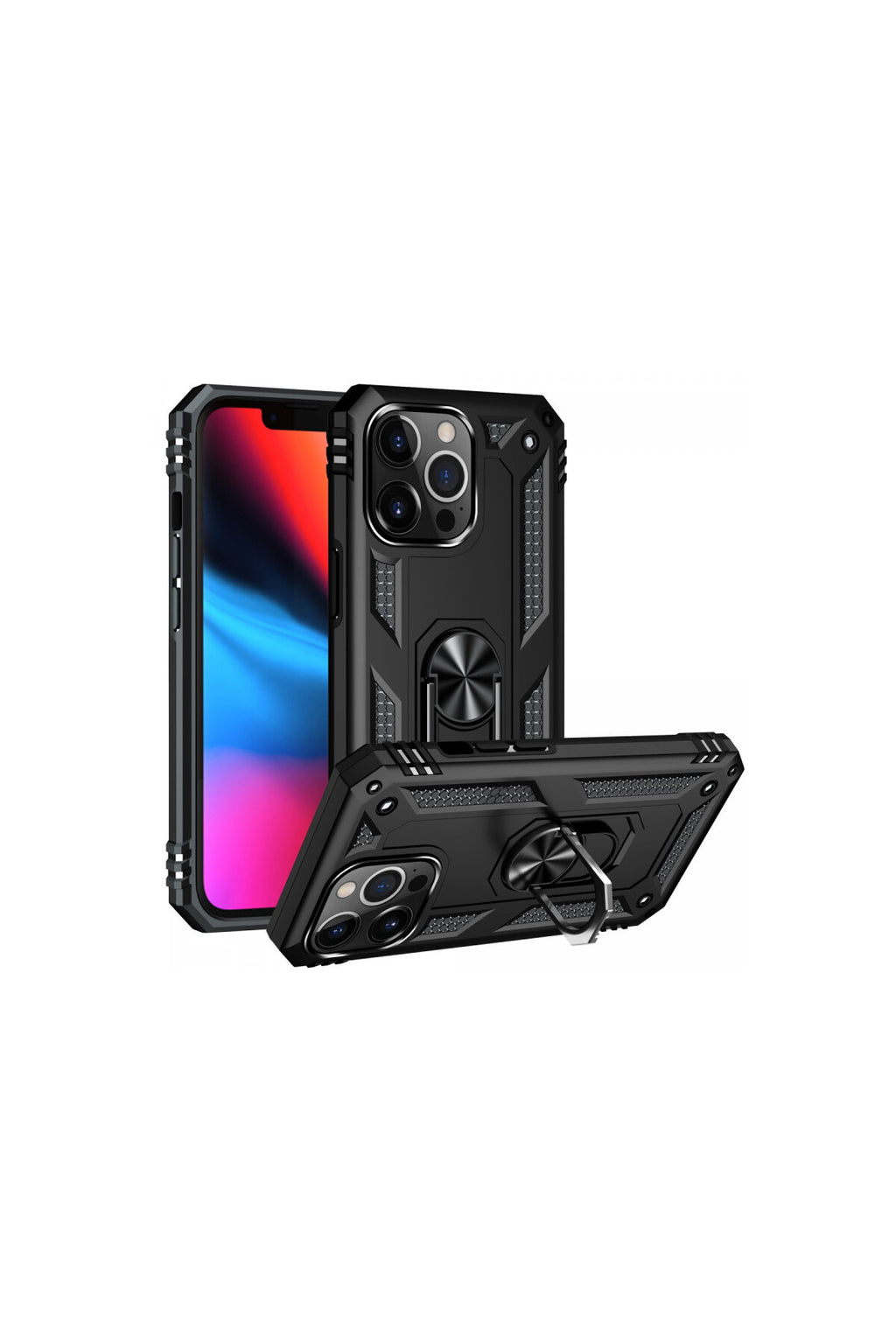 Apple iPhone 14 Pro Uyumlu Kılıf Sofya Yüzüklü Silikon Kapak - Siyah