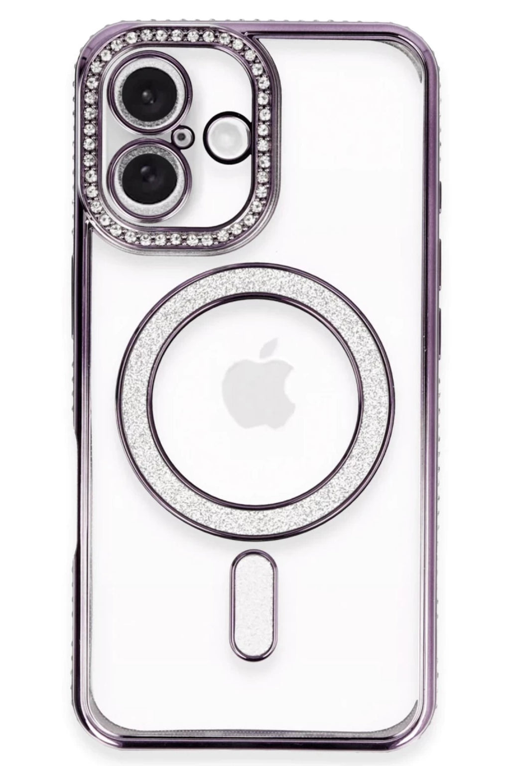 Apple iPhone 16 Plus Uyumlu Kılıf Joke Simli Magneticsafe Kılıf - Derin Mor