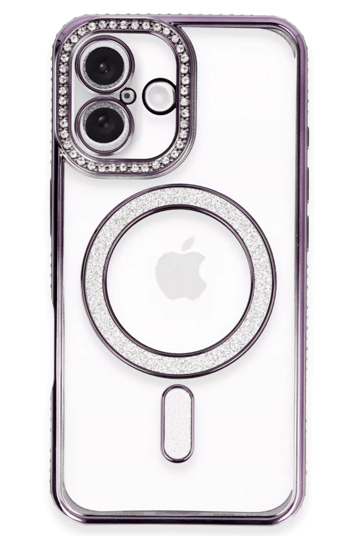 Apple iPhone 16 Plus Uyumlu Kılıf Joke Simli Magneticsafe Kılıf - Derin Mor