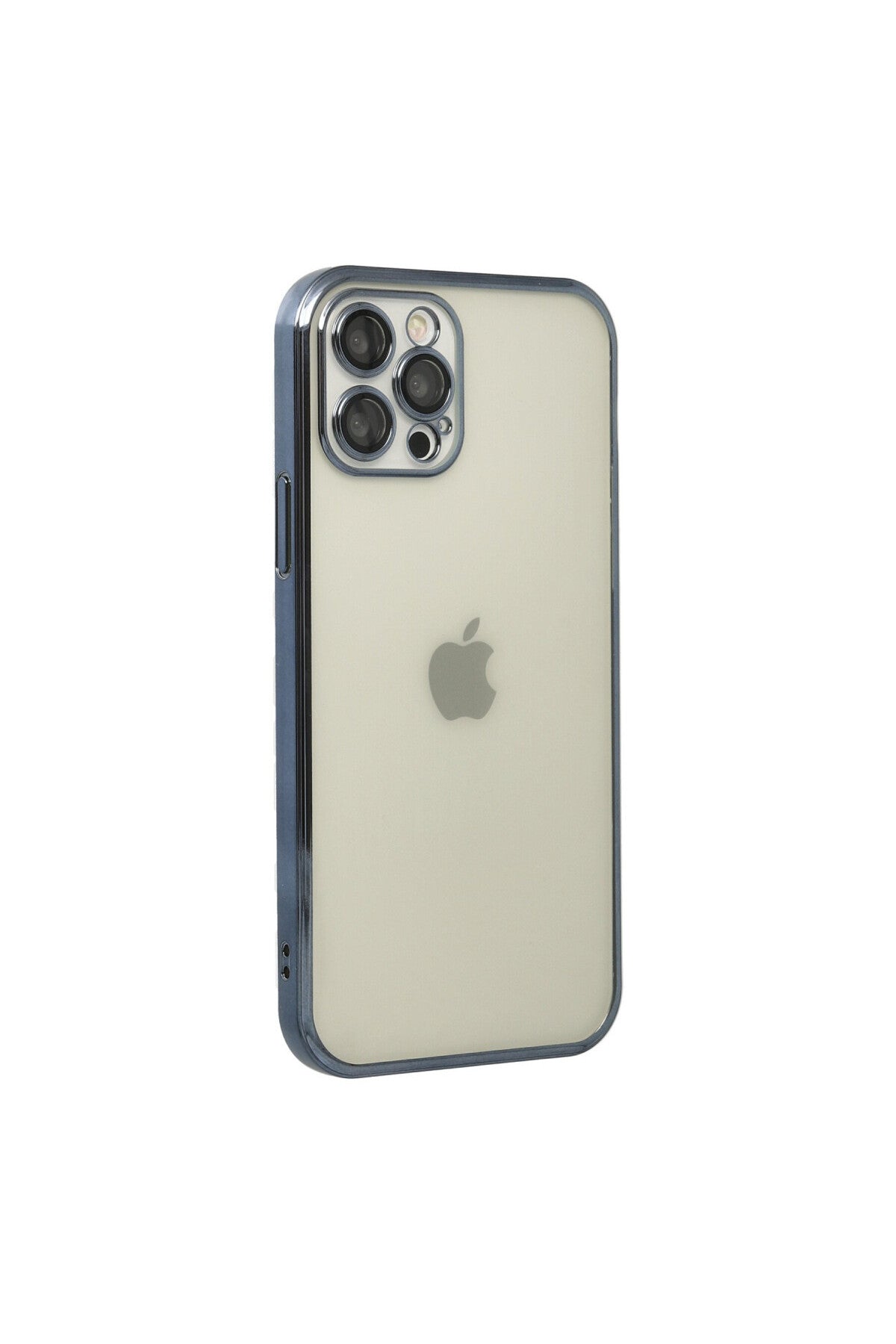 Apple iPhone 12 Pro Uyumlu Kılıf Lensli Silikon - Lacivert