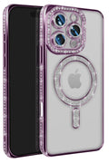 Apple iPhone 16 Pro Max Uyumlu Kılıf Joke Simli Magneticsafe Kılıf - Derin Mor