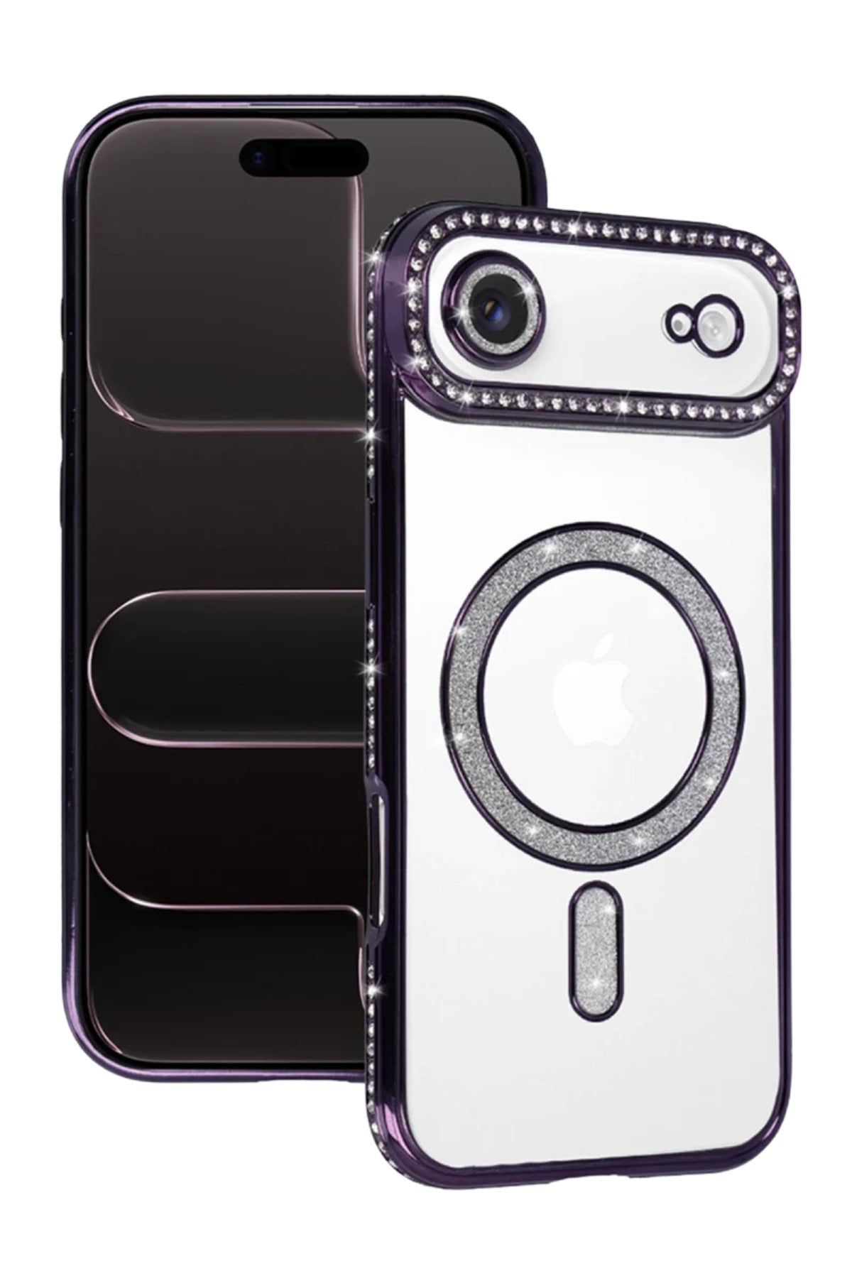 Apple iPhone 17 Air Uyumlu Joke Simli Magneticsafe Kılıf - Derin Mor