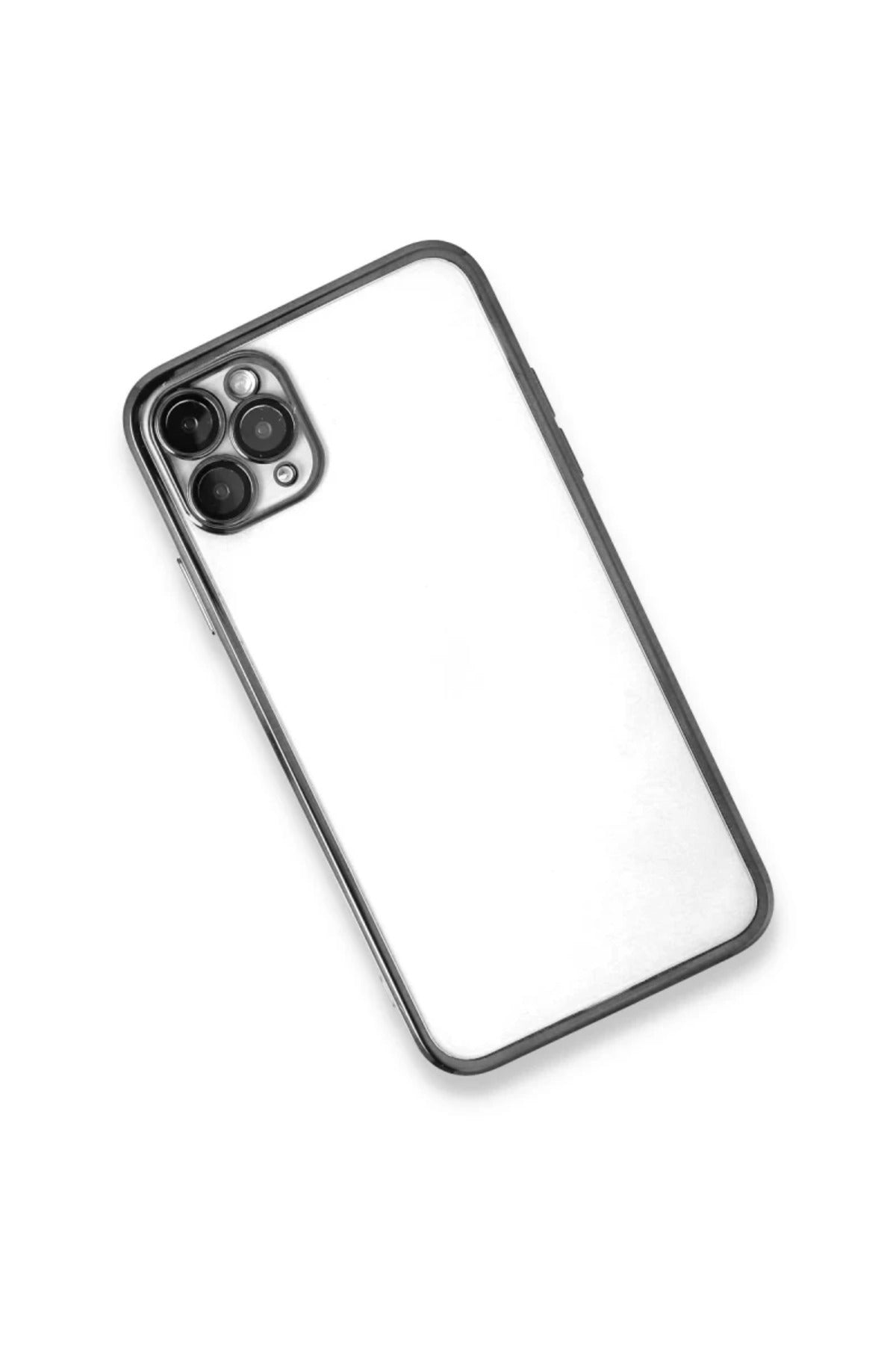 Apple iPhone 11 Pro Uyumlu Kılıf Lensli Silikon - Gümüş