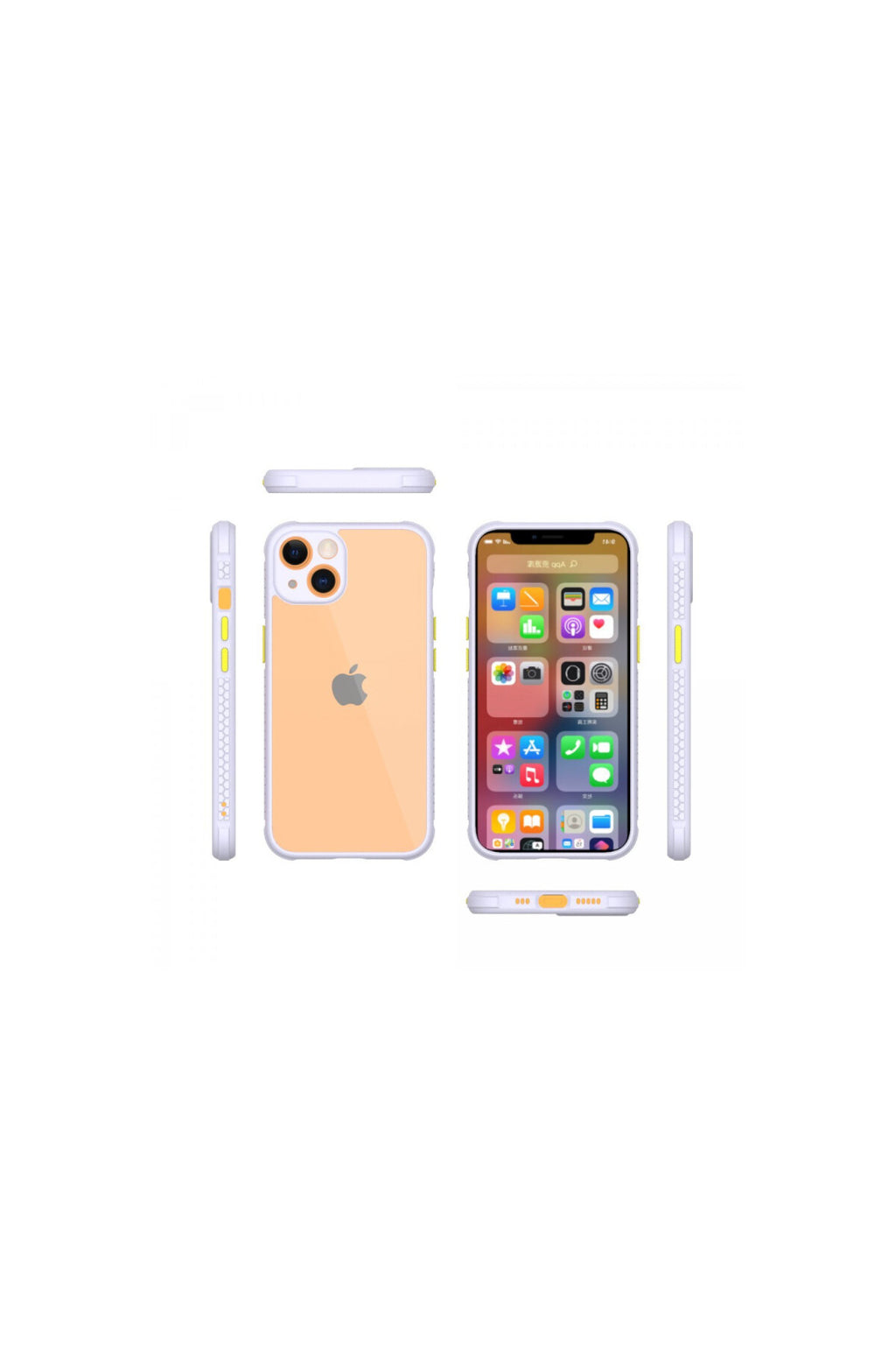 Apple iPhone 13 Mini Uyumlu Kılıf Miami Şeffaf Silikon - Lila
