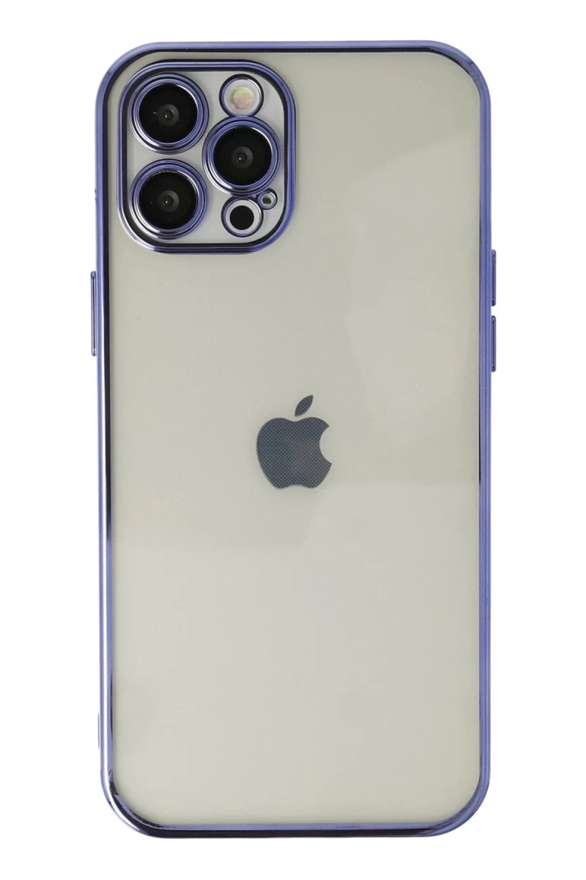 Apple iPhone 12 Pro Uyumlu Kılıf Lensli Silikon - Mor