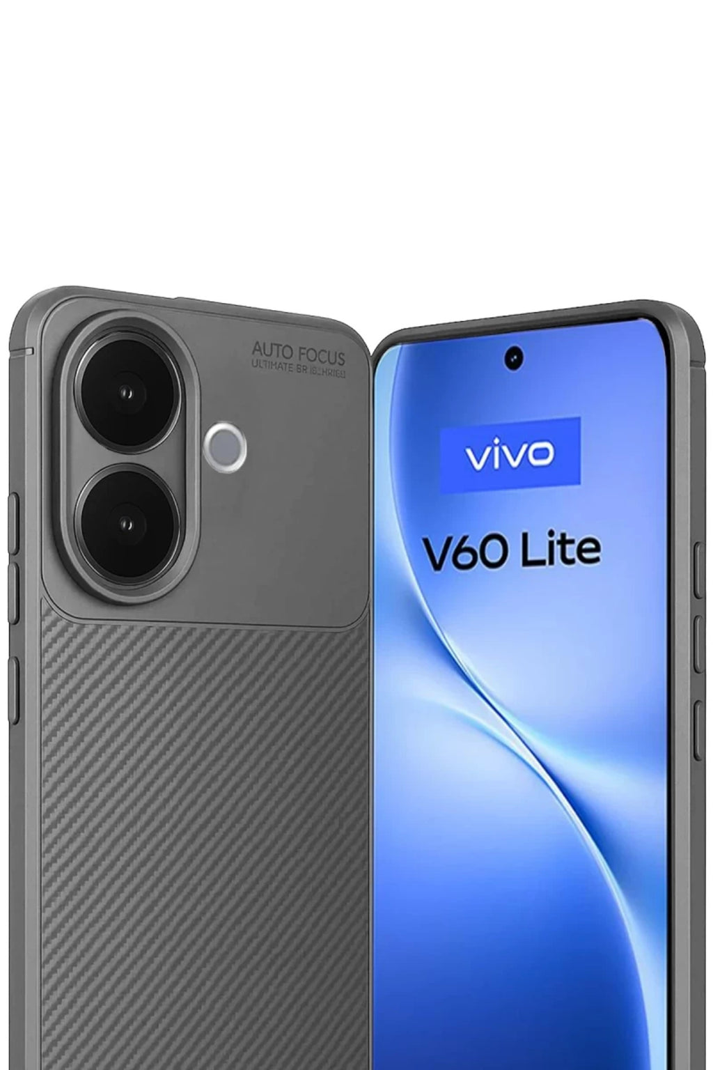 Vivo V60 Lite Uyumlu Auto Focus Karbon Kapak - Gri