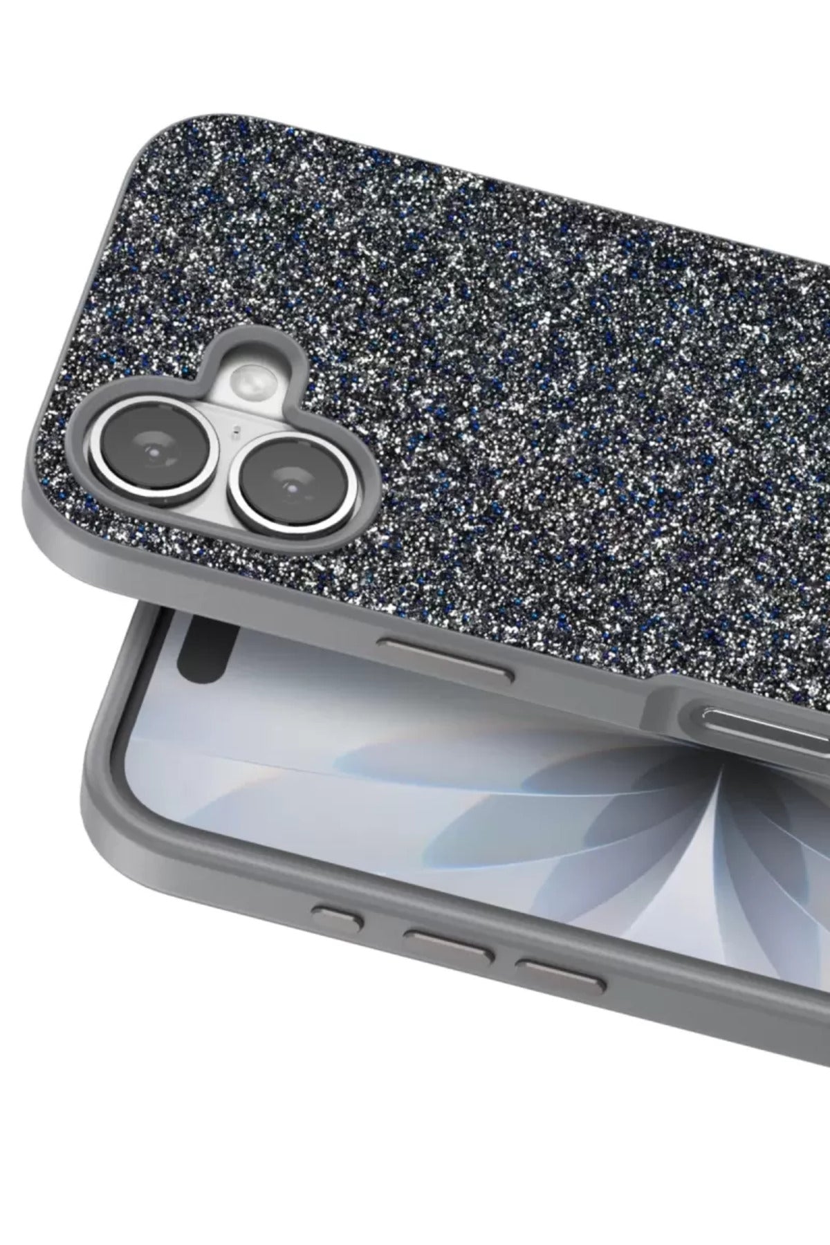 Onegif Apple iPhone 17 Uyumlu Bright Simli Kapak - Gümüş