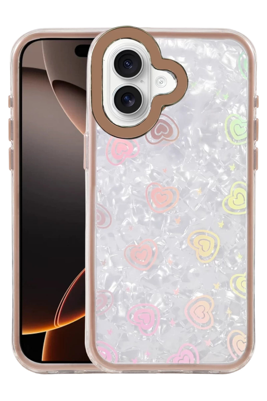 Apple iPhone 16 Uyumlu Lumi Desenli Kapak - Çöl Titanyum