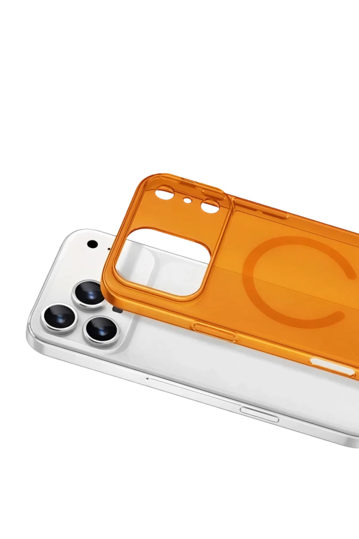 Apple iPhone 17 Pro Uyumlu Combo Sert Şeffaf Magsafe Kapak - Turuncu