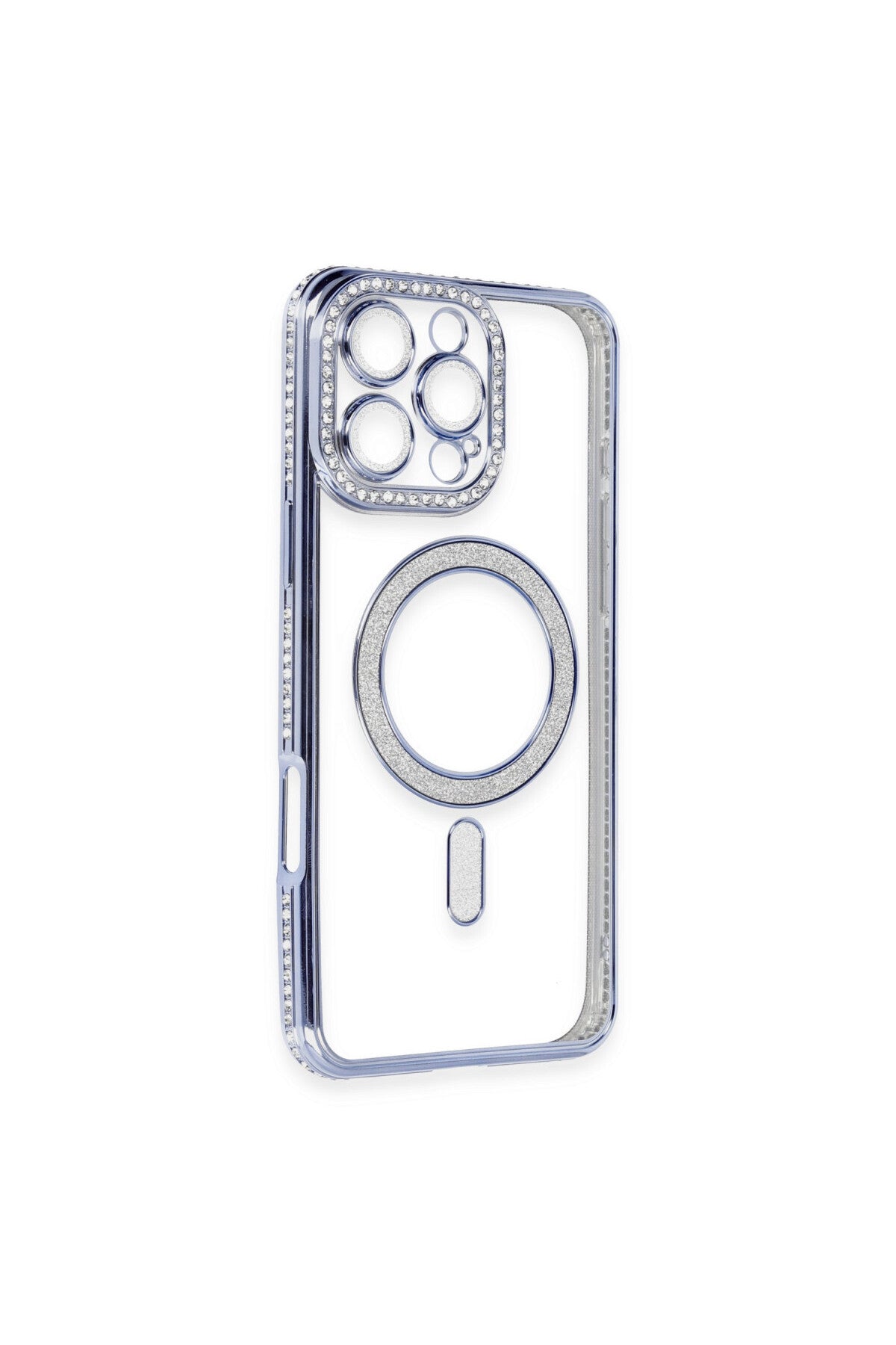 Apple iPhone 16 Pro Uyumlu Kılıf Joke Simli Magneticsafe Kılıf - Mavi