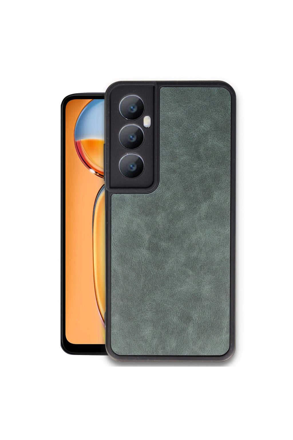 Realme C65 Uyumlu Kılıf Aras Deri Kapak - Koyu Yeşil