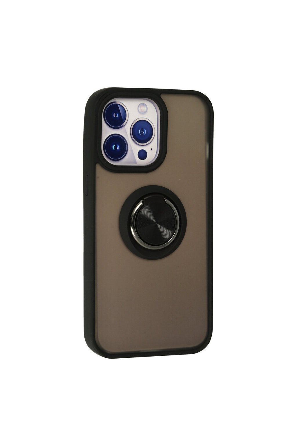 Apple iPhone 15 Pro Max Uyumlu Kılıf Montreal Yüzüklü Silikon Kapak - Siyah