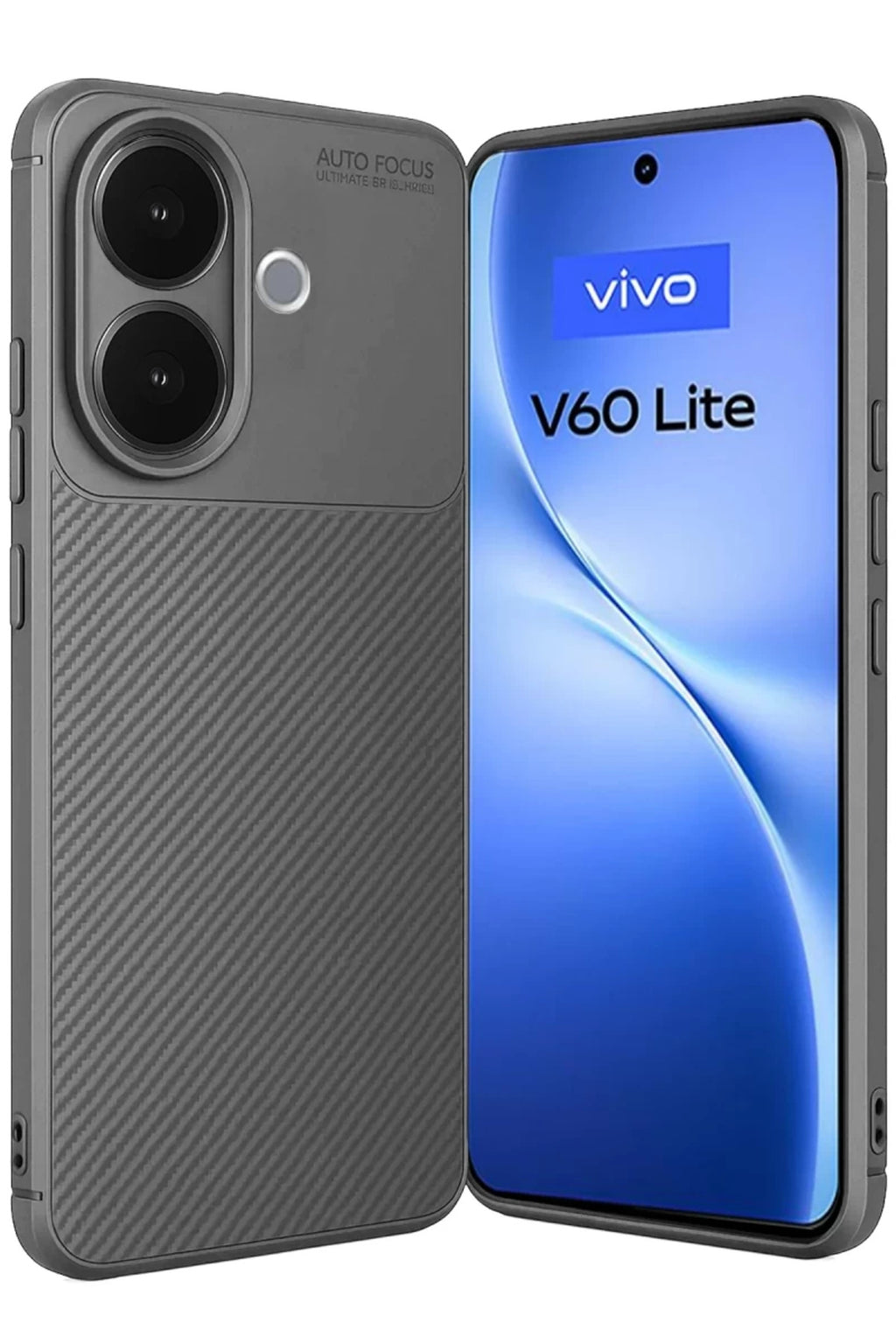 Vivo V60 Lite Uyumlu Auto Focus Karbon Kapak - Gri