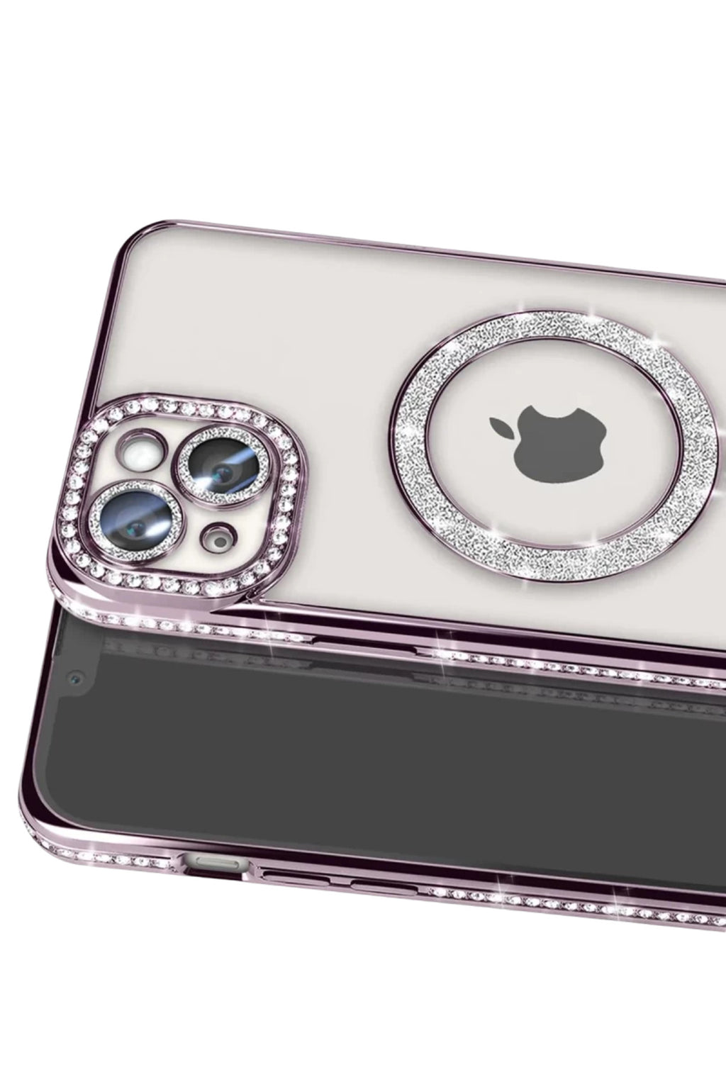 Apple iPhone 15 Uyumlu Kılıf Joke Simli Magneticsafe Kılıf - Derin Mor