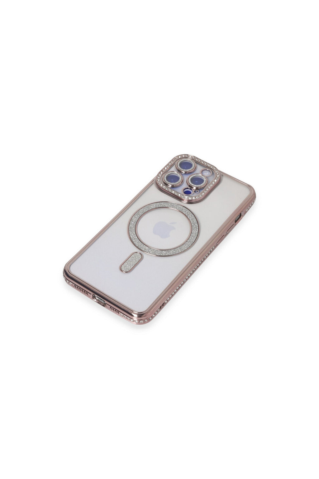 Apple iPhone 15 Pro Max Uyumlu Kılıf Joke Simli Magneticsafe Kılıf - Pembe