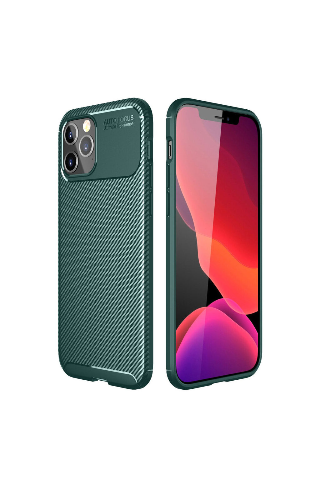 Apple iPhone 11 Pro Max Uyumlu Kılıf Auto Focus Karbon Kapak - Yeşil