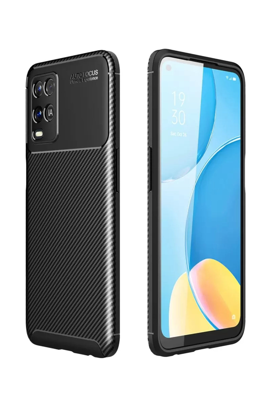 Oppo A54 4G Uyumlu Kılıf Auto Focus Karbon Kapak - Siyah