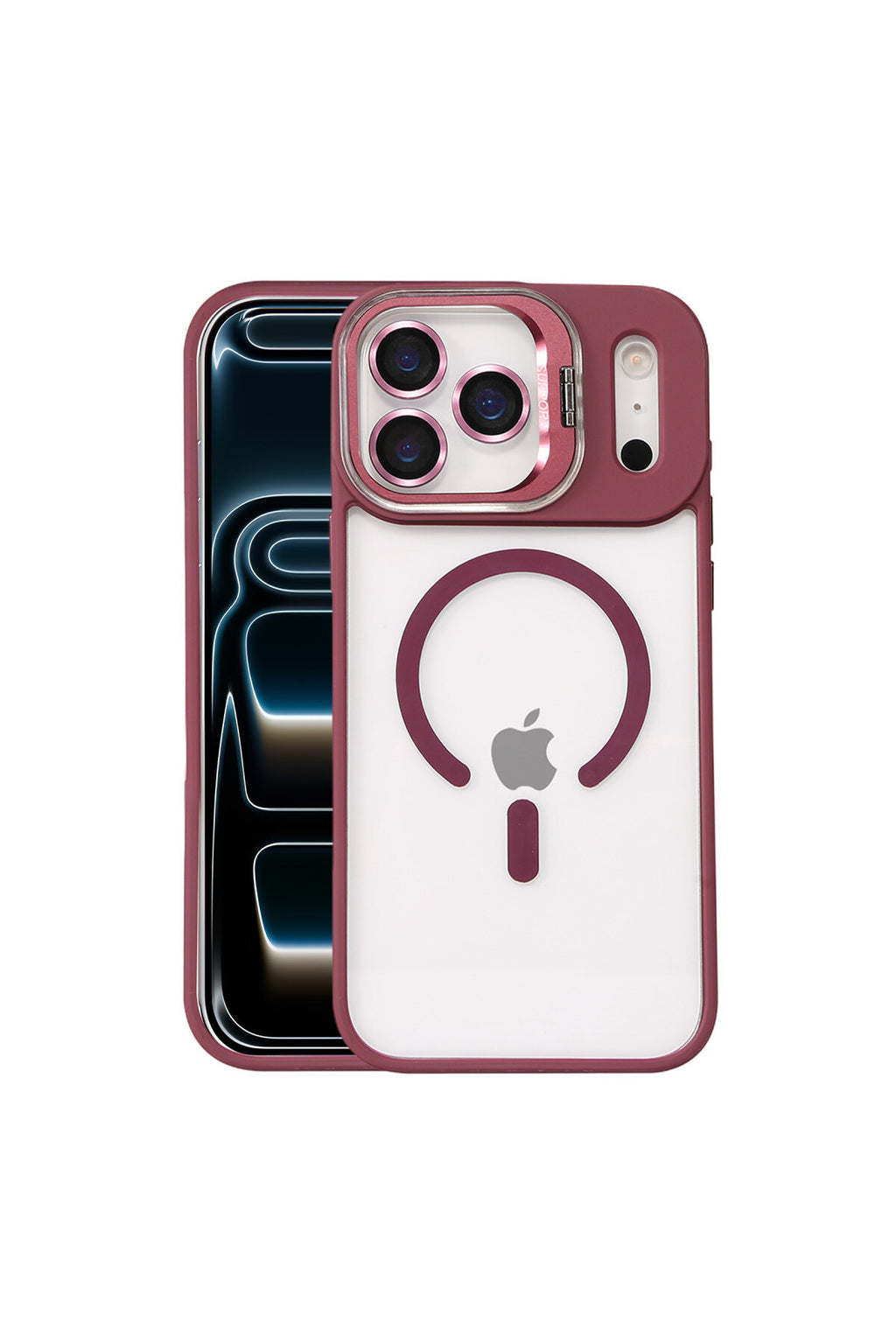 Joko Apple iPhone 17 Pro Max Uyumlu Remim Lensli Magsafe Standlı Kapak - Bordo