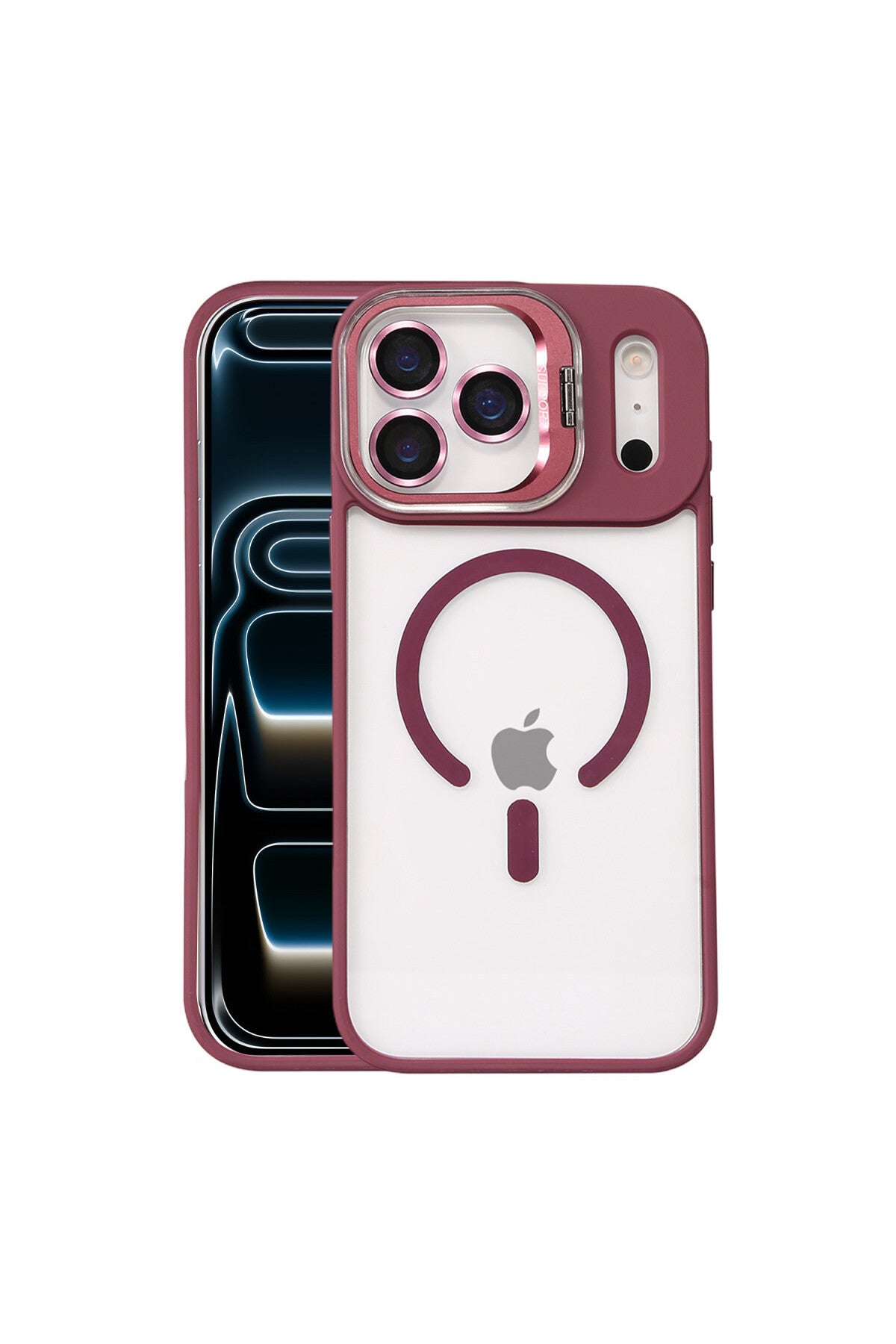 Joko Apple iPhone 17 Pro Max Uyumlu Remim Lensli Magsafe Standlı Kapak - Bordo