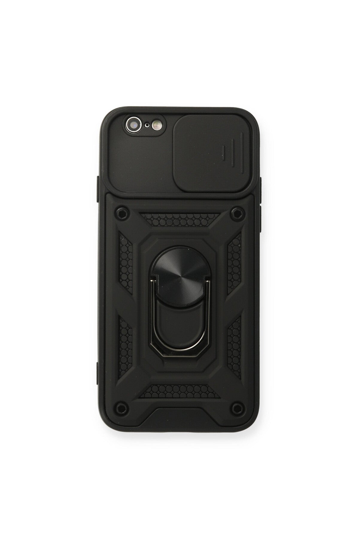 Apple iPhone 6 Uyumlu Kılıf Pars Lens Yüzüklü Silikon - Siyah