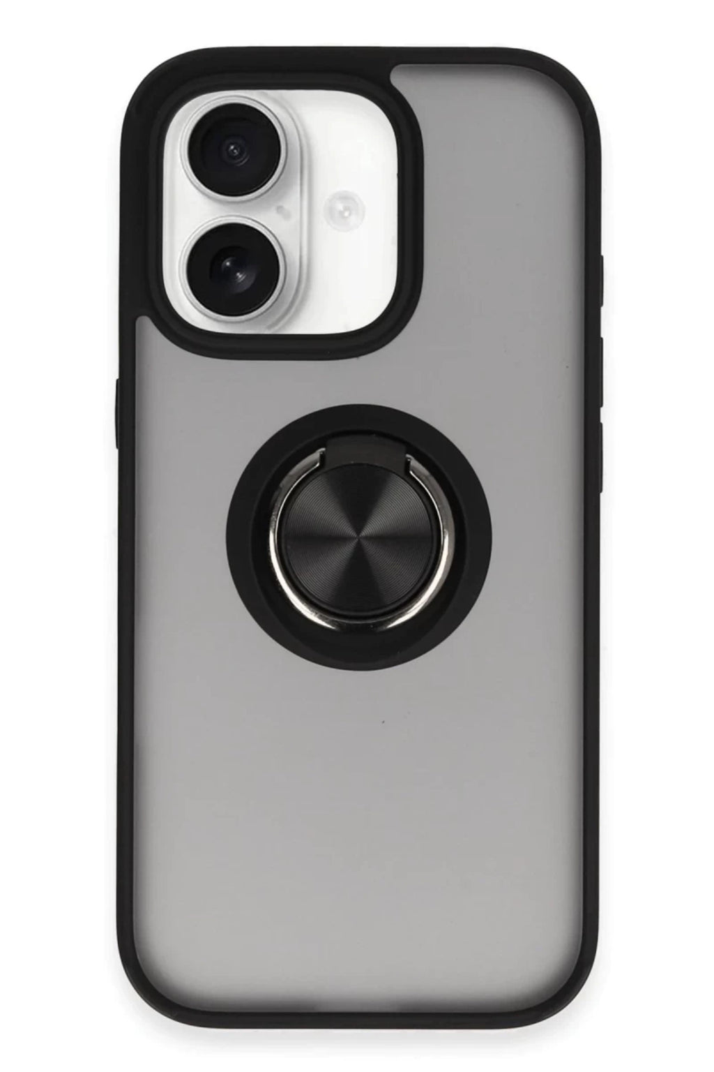 Apple iPhone 16 Uyumlu Kılıf Montreal Yüzüklü Silikon Kapak - Siyah