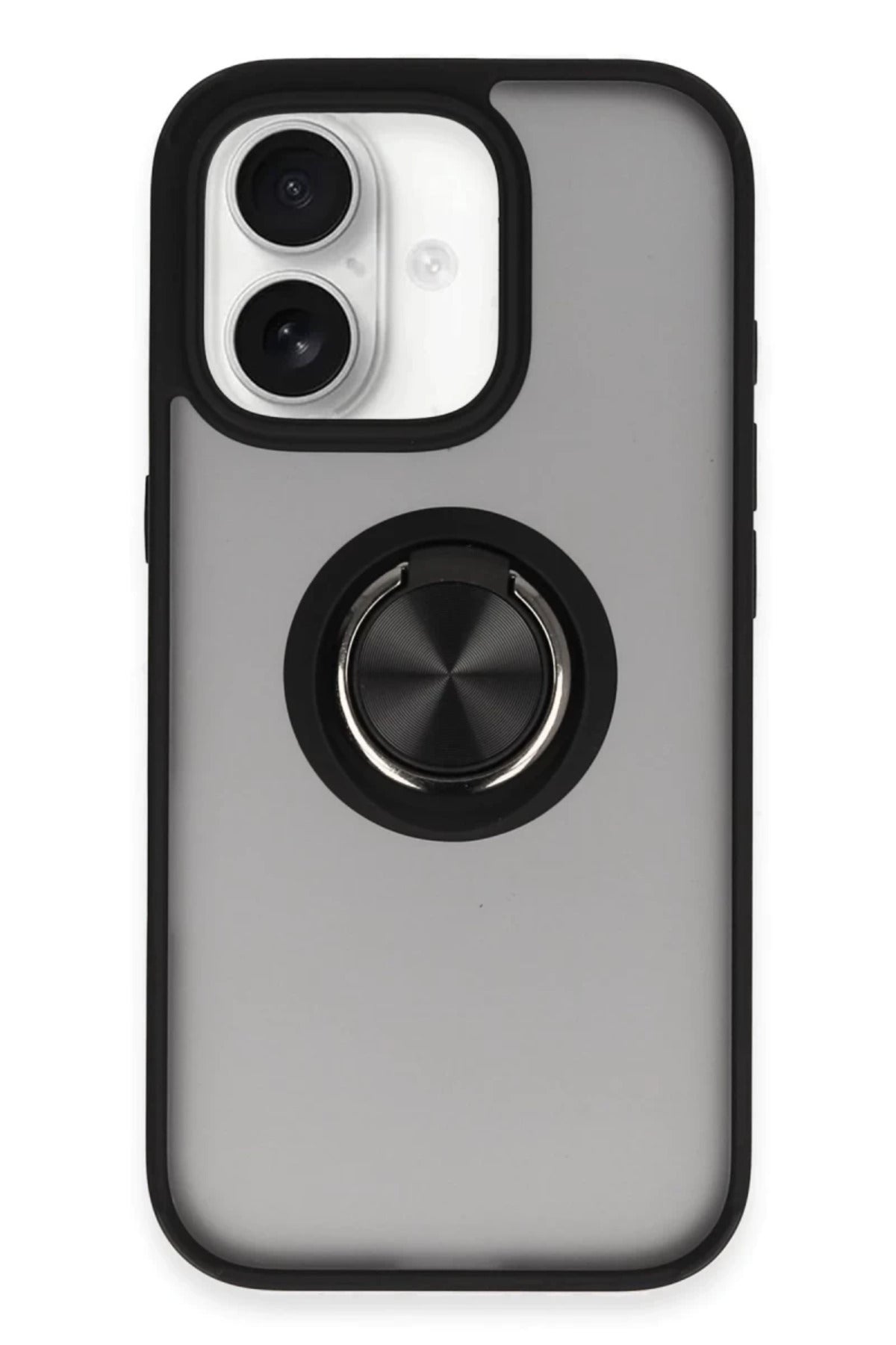 Apple iPhone 16 Uyumlu Kılıf Montreal Yüzüklü Silikon Kapak - Siyah
