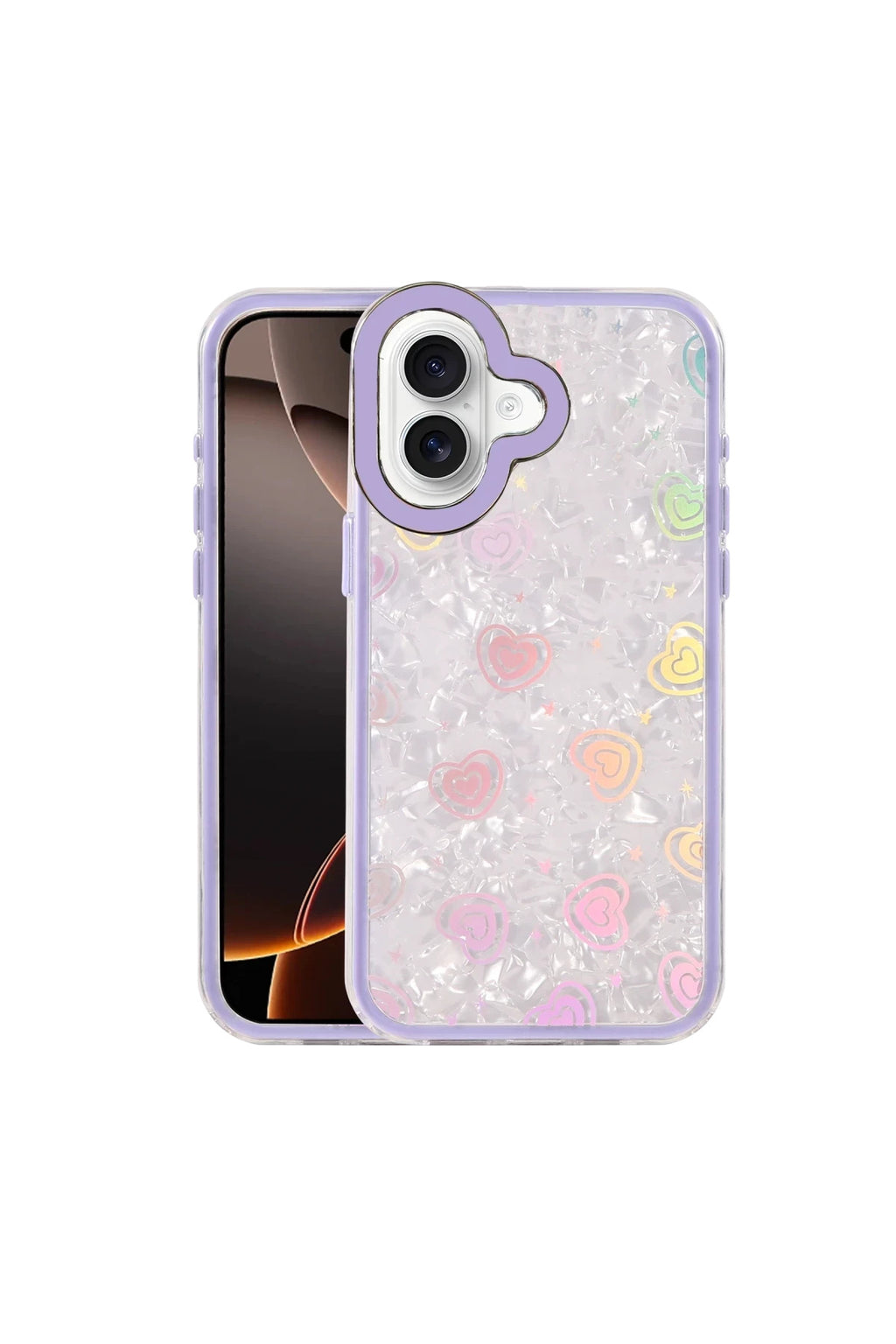 Apple iPhone 16 Uyumlu Lumi Desenli Kapak - Mor