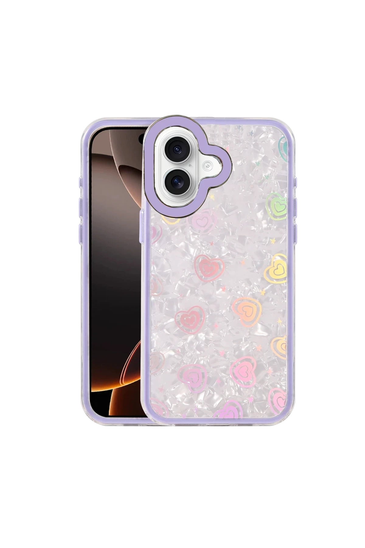 Apple iPhone 16 Uyumlu Lumi Desenli Kapak - Mor