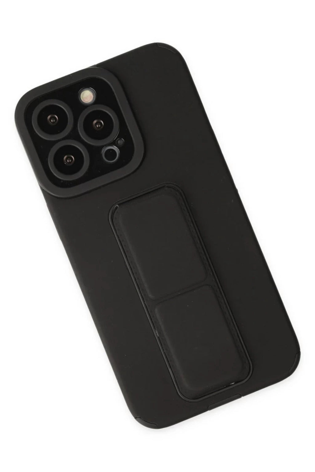 Apple iPhone 14 Pro Uyumlu Kılıf Mega Standlı Silikon - Siyah