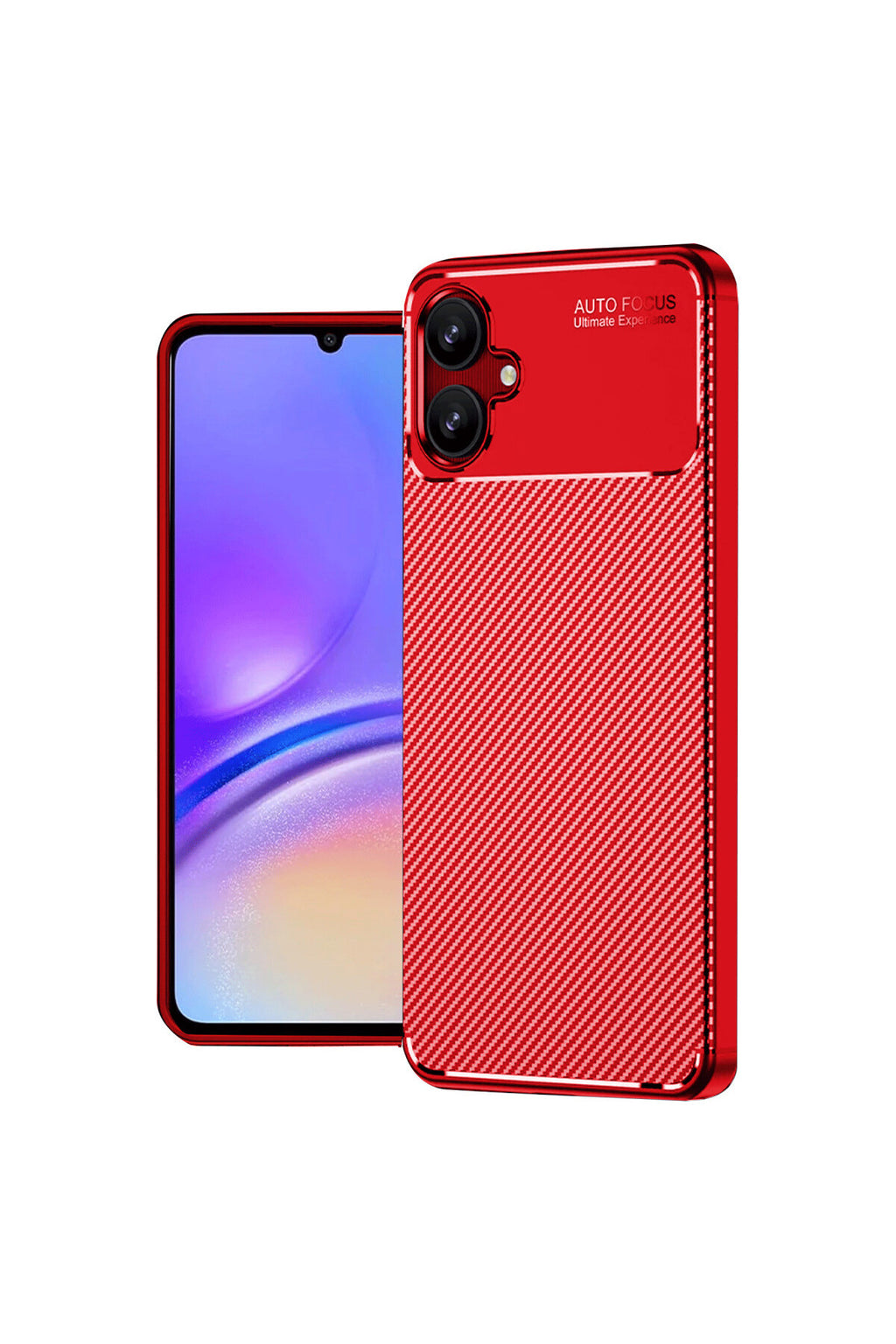 Samsung Galaxy A06 Uyumlu Kılıf Auto Focus Karbon Kapak - Kırmızı