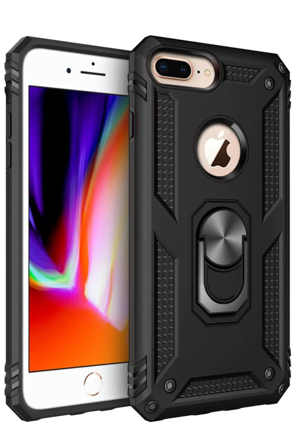 Apple iPhone 7 Plus Uyumlu Kılıf Sofya Yüzüklü Silikon Kapak - Siyah