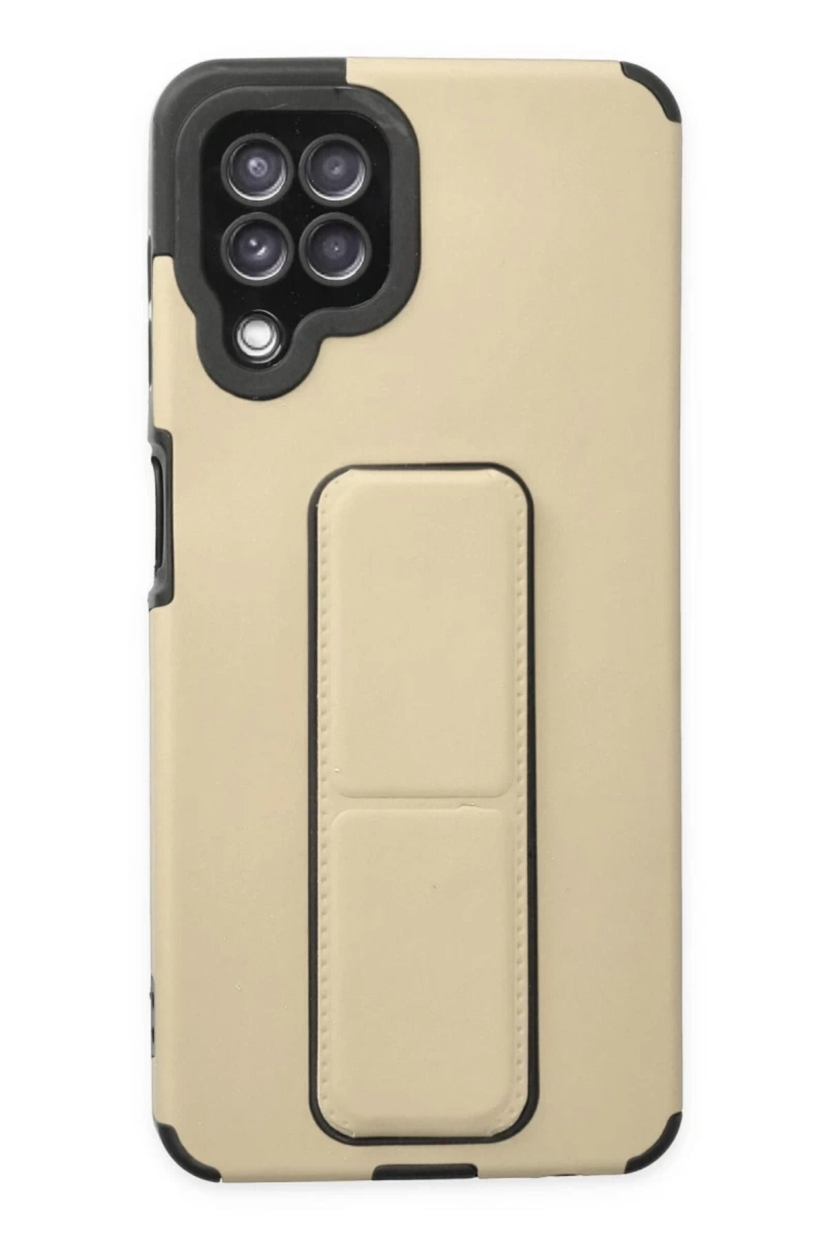 Samsung Galaxy A22 Uyumlu Kılıf Mega Standlı Silikon - Gold
