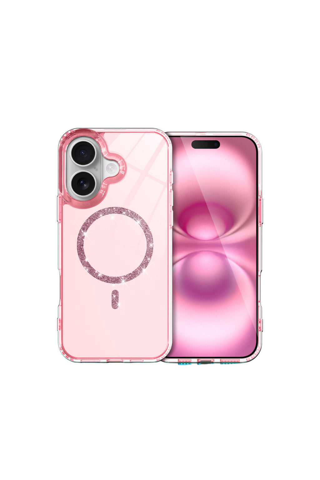 Apple iPhone 16 Plus Uyumlu Live Diamond Magsafe Kapak - Pembe