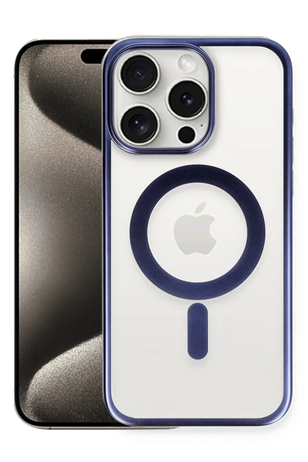 Apple iPhone 15 Pro Max Uyumlu Kılıf Erozi Magsafe Kapak - Lacivert