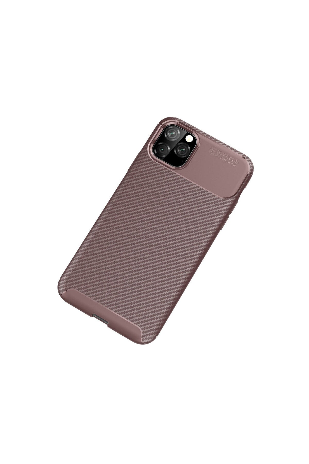 Apple iPhone 11 Pro Uyumlu Kılıf Auto Focus Karbon Kapak - Kahverengi