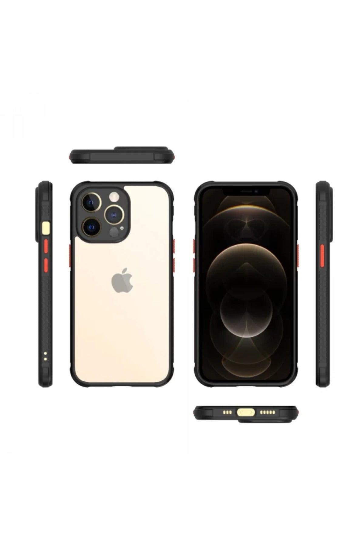 Apple iPhone 13 Pro Uyumlu Kılıf Miami Şeffaf Silikon - Siyah