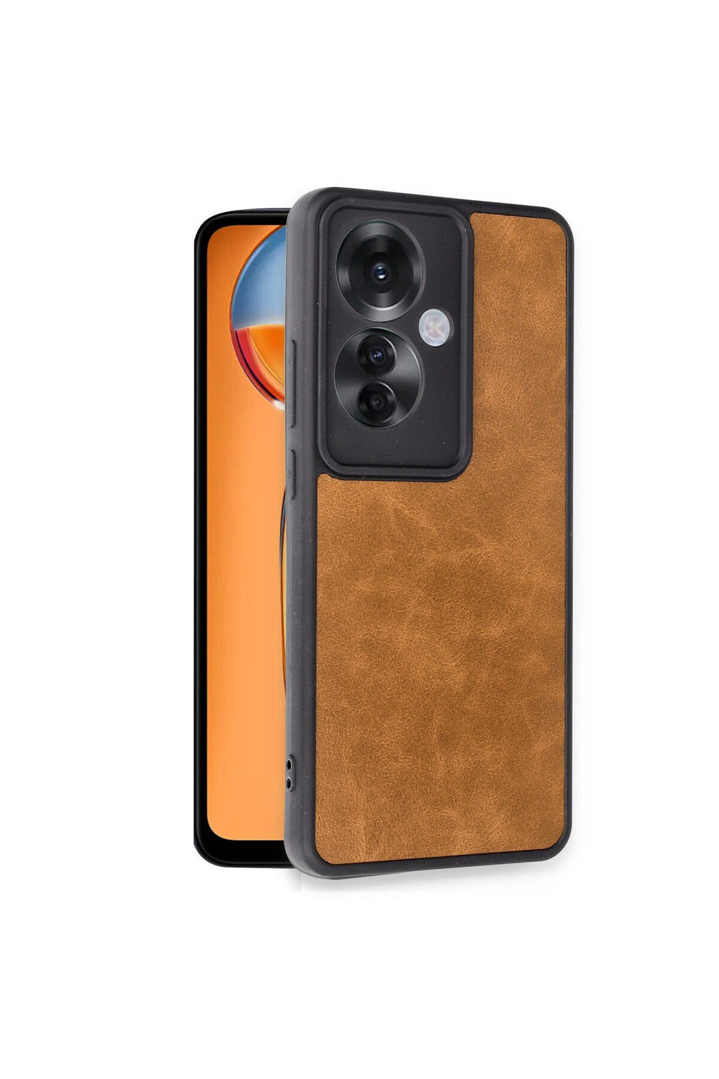 Oppo Reno 11F Uyumlu Kılıf Aras Deri Kapak - Taba