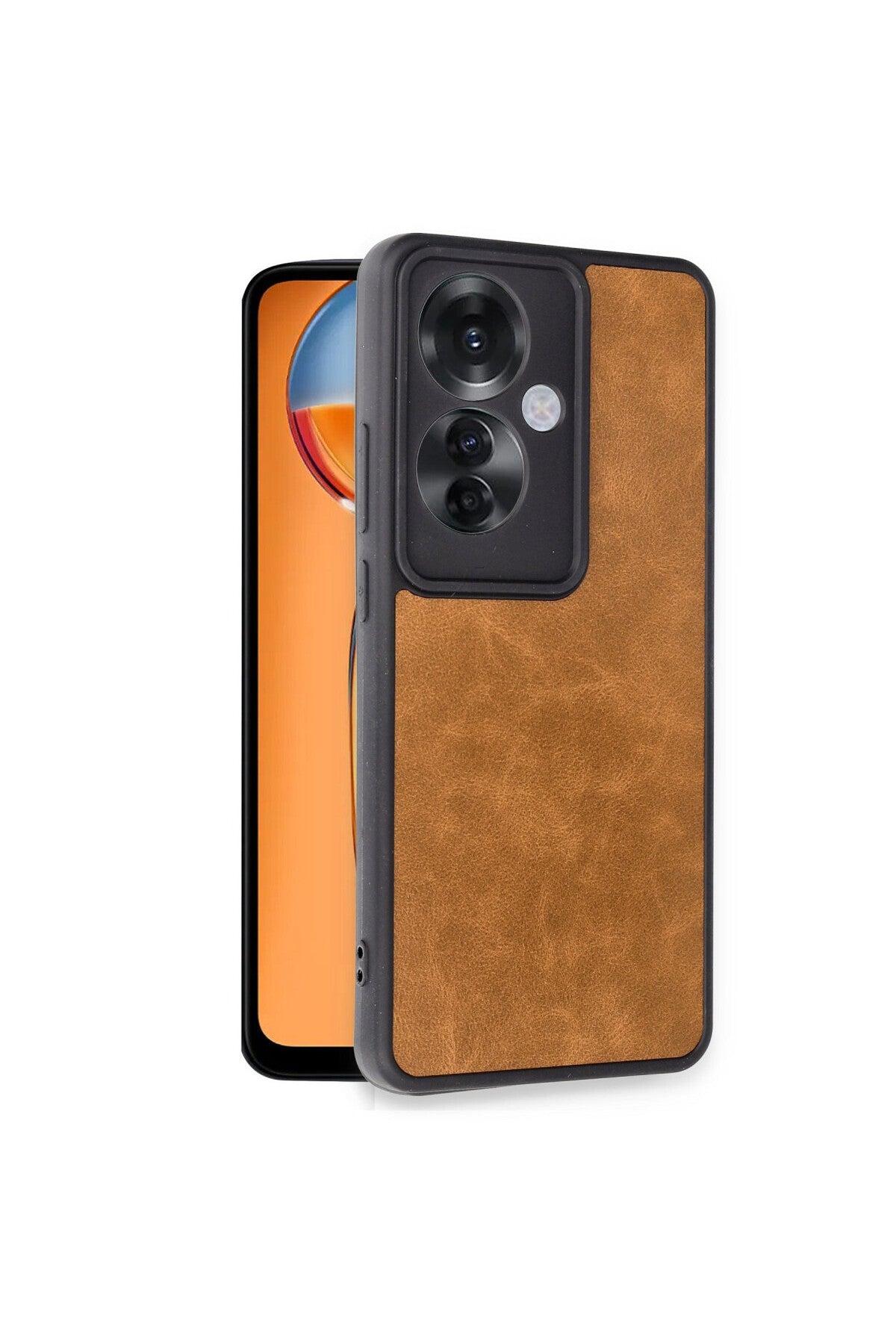 Oppo Reno 11F Uyumlu Kılıf Aras Deri Kapak - Taba