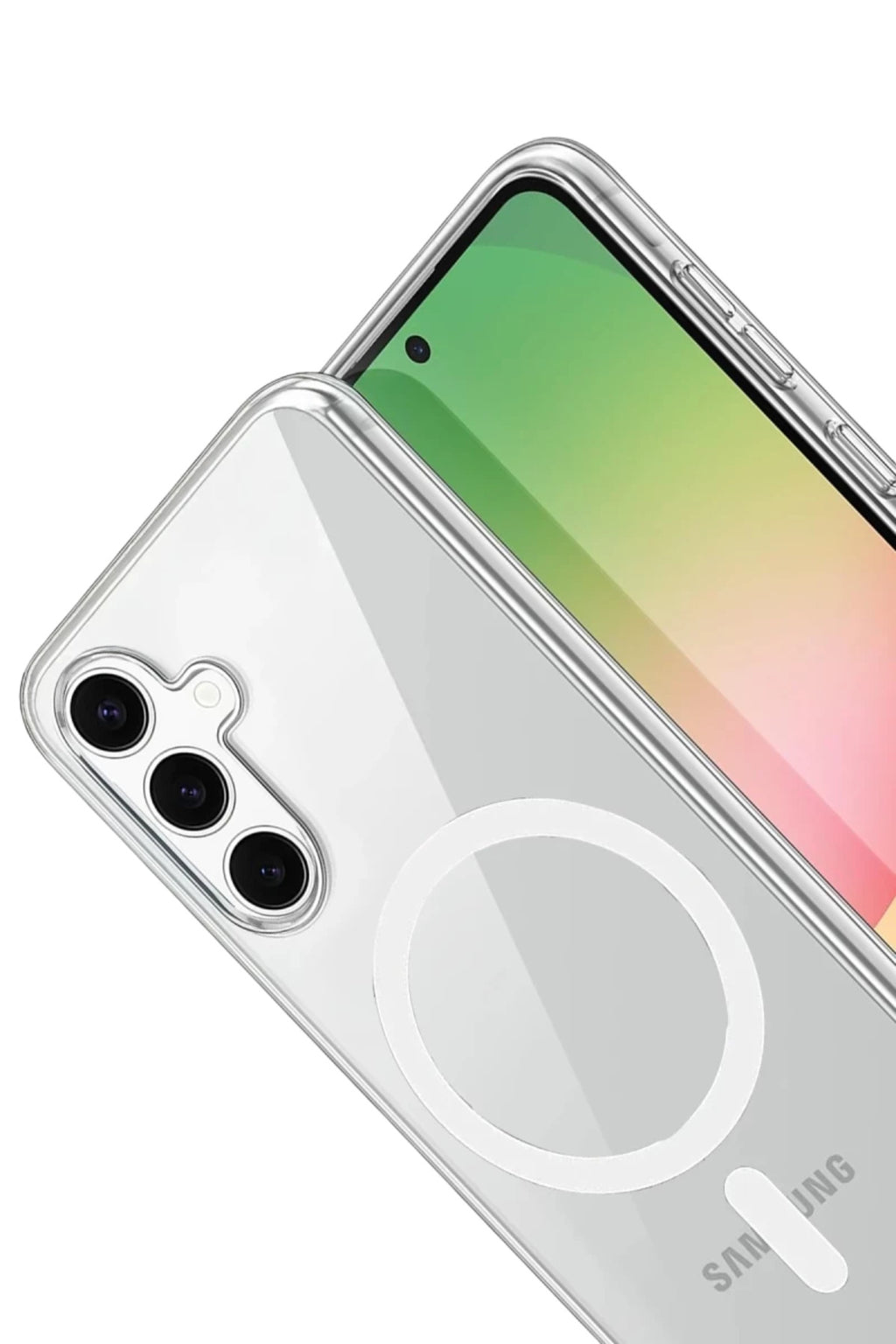 Samsung Galaxy S24 FE Uyumlu Combo Sert Şeffaf Magsafe Kapak - Şeffaf
