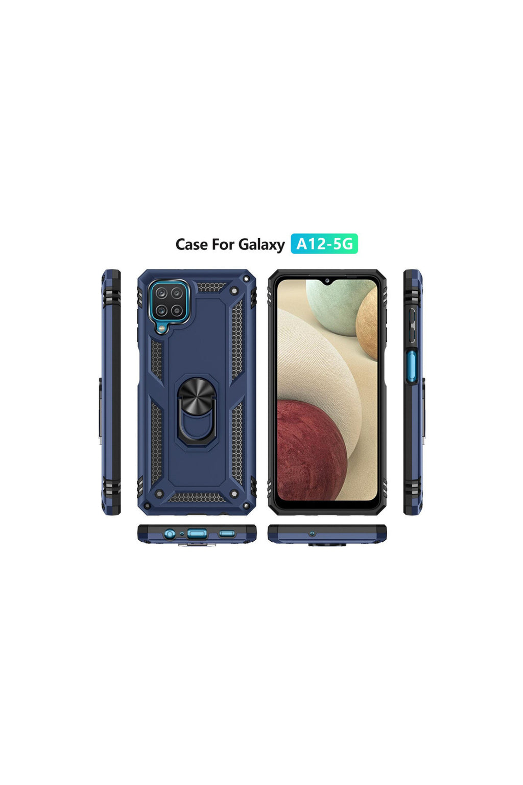 Samsung Galaxy A22 Uyumlu Kılıf Sofya Yüzüklü Silikon Kapak - Lacivert
