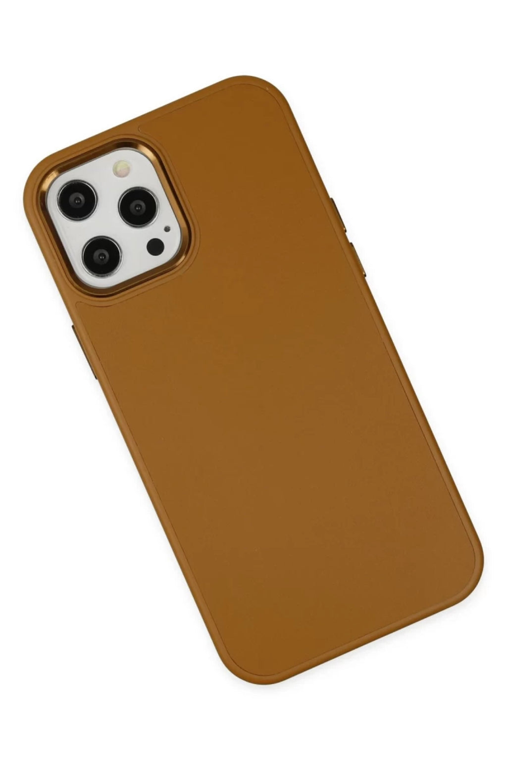 Apple iPhone 12 Pro Max Uyumlu Kılıf Asya Deri Silikon - Kahverengi